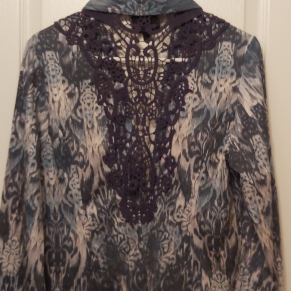 FRENCH BLUE 
BLAZER / JACKET w/LACE BACK BEAUTIFUL - Picture 7 of 8